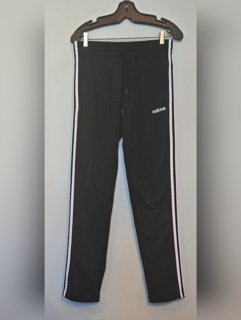 adidas Black Track Pants with White Stripes size SM